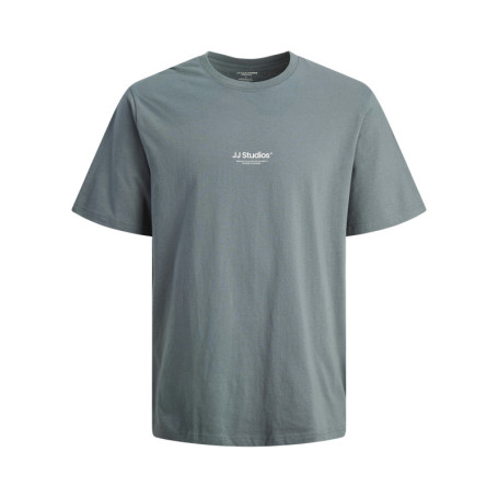 T-shirt en coton bleu uni avec une coupe droite...