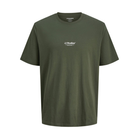 T-shirt en coton vert uni avec une coupe droite...