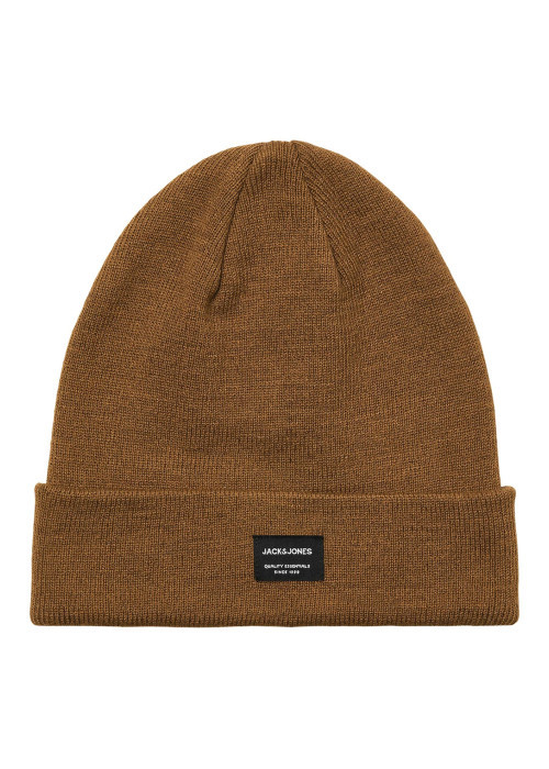 Bonnet camel en maille fine avec un patch noir sur le revers