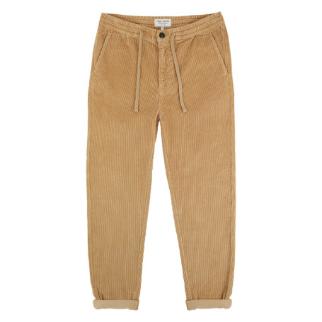 Pantalon en coton beige en velours côtelé à...