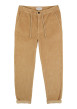 Thumbnail Pantalon en coton beige en velours côtelé à coupe regular fit avec des liens