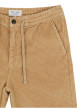 Thumbnail Pantalon en coton beige en velours côtelé à coupe regular fit avec des liens - Image 3
