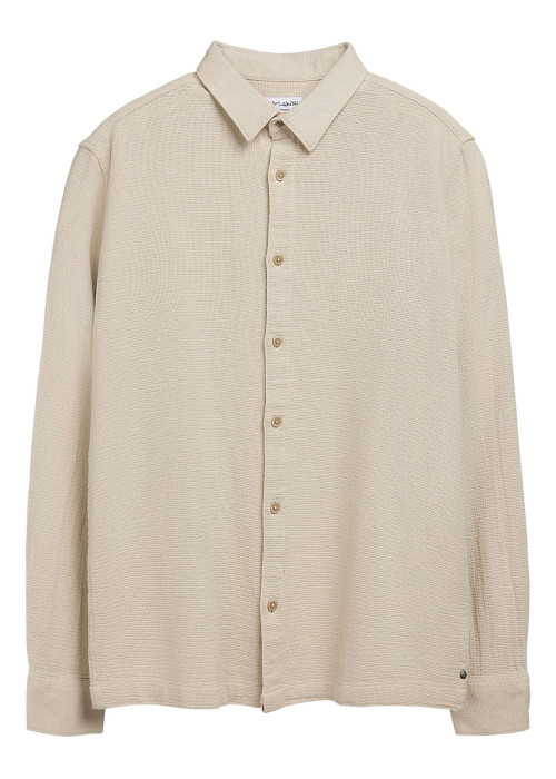 Chemise en coton écrue en maille à coupe regular fit et à manches boutonnées