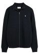 Thumbnail Gilet zippé en coton bleu marine uni en maille avec un col à revers