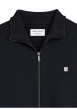 Thumbnail Gilet zippé en coton bleu marine uni en maille avec un col à revers - Image 3