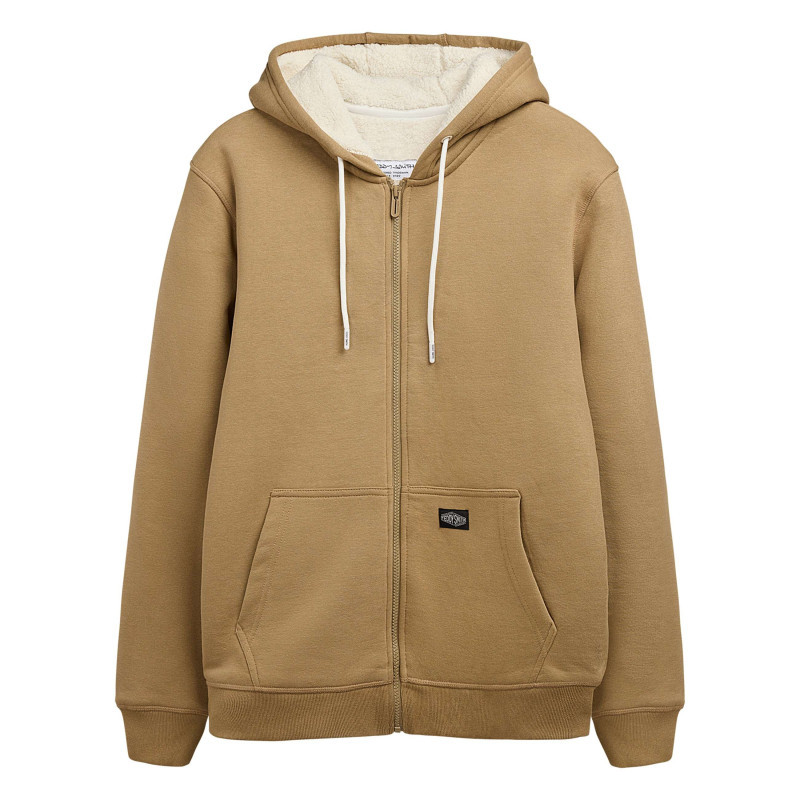 Teddy Smith - Sweat à Capuche Zippé En Coton Mélangé Beige Uni à Coupe Droite - Beige