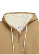 Thumbnail Sweat à capuche zippé en coton mélangé beige uni à coupe droite - Image 3