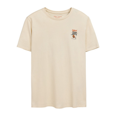 T-shirt en coton écru imprimé au dos et à la...