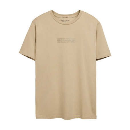 T-shirt en coton beige uni avec le nom de la...