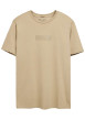 Thumbnail T-shirt en coton beige uni avec le nom de la marque à la poitrine et à col rond