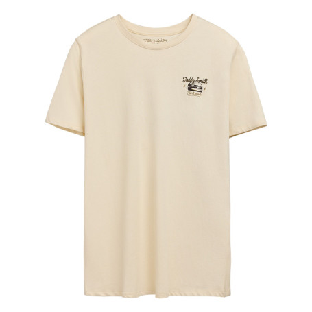 T-shirt en coton beige imprimé hamburger au dos...