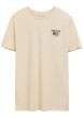 Thumbnail T-shirt en coton beige imprimé hamburger au dos et à la poitrine à col rond