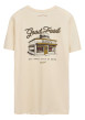 Thumbnail T-shirt en coton beige imprimé hamburger au dos et à la poitrine à col rond - Image 2