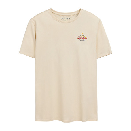 T-shirt en coton beige imprimé laundry au dos...