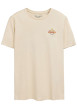 Thumbnail T-shirt en coton beige imprimé laundry au dos et à la poitrine à col rond