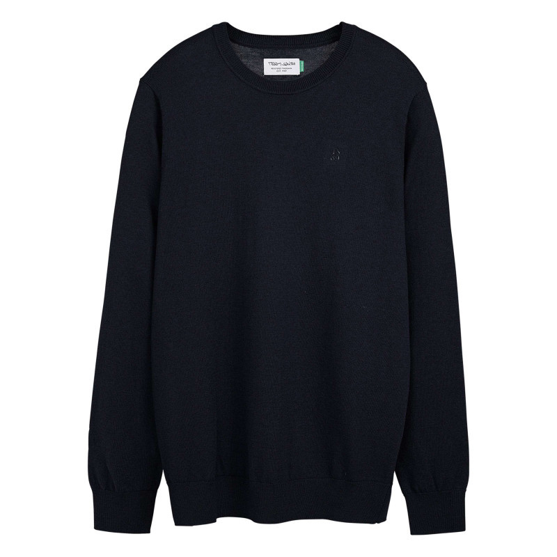Teddy Smith - Pull Bleu Marine Uni En Maille Avec Un Col Rond Et Une Coupe Droite - Marine Teddy Smith - Pull Bleu Marine Uni En Maille Avec Un Col Rond Et Une Coupe Droite - Marine