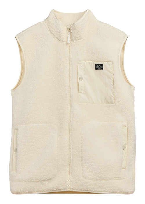 Veste sans manches écrue unie zippée en sherpa avec un col montant