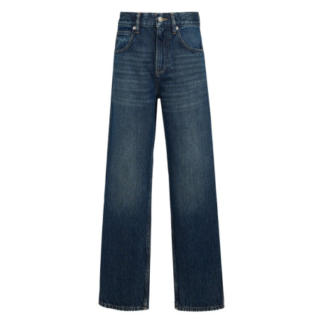 Jean en coton bleu indigo légèrement délavé à...