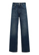 Thumbnail Jean en coton bleu indigo légèrement délavé à coupe regular fit et taille haute