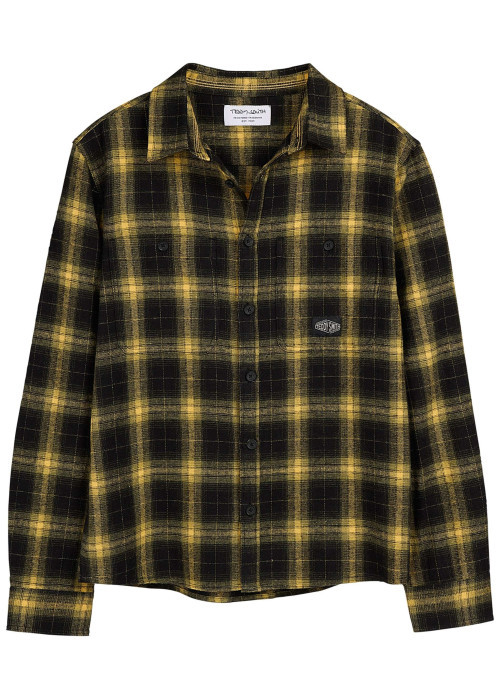 Chemise en coton jaune à carreaux avec une coupe regular fit
