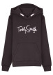 Thumbnail Sweat à capuche en coton noir uni à coupe droite avec le nom de la marque