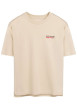 Thumbnail T-shirt en coton beige à col rond imprimé hot dog à la poitrine et au dos