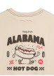 Thumbnail T-shirt en coton beige à col rond imprimé hot dog à la poitrine et au dos - Image 3
