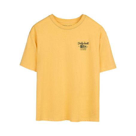 T-shirt en coton jaune à col rond imprimé...
