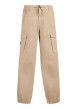 Thumbnail Pantalon cargo en coton beige uni à coupe regular fit et taille élastiquée