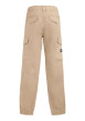 Thumbnail Pantalon cargo en coton beige uni à coupe regular fit et taille élastiquée - Image 2