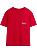 Thumbnail T-shirt en coton rouge imprimé à la poitrine et au dos avec un col rond