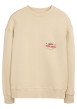 Thumbnail Sweat en coton beige imprimé à la poitrine et au dos avec un col rond