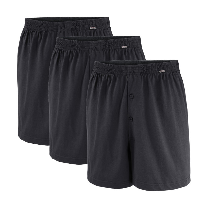 Adamo - Lot De 3 Caleçons En Coton Noir Unis à Coupe Large Et Une Fermeture Boutonnée - Noir Adamo - Lot De 3 Caleçons En Coton Noir Unis à Coupe Large Et Une Fermeture Boutonnée - Noir