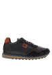 Thumbnail Baskets running en cuir marine avec semelle à talon plat et lacets élastiqués