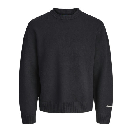 Pull noir uni en maille fine avec une coupe...