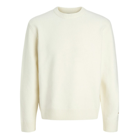 Pull écru uni en maille fine avec une coupe...