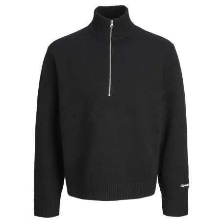 Pull noir uni en maille fine avec un col...