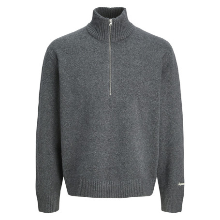 Pull anthracite uni en maille fine avec un col...