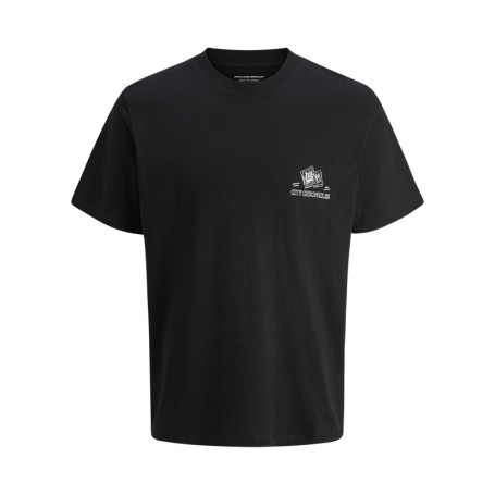 T-shirt en coton noir avec dessin imprimé et...