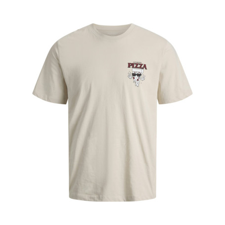 T-shirt en coton beige avec une pizza imprimée...