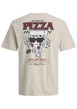 Thumbnail T-shirt en coton beige avec une pizza imprimée et un col rond - Image 2