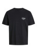 Thumbnail T-shirt en coton noir uni avec un imprimé urbain et un col rond