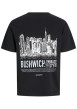 Thumbnail T-shirt en coton noir uni avec un imprimé urbain et un col rond - Image 2