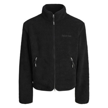 Blouson noir uni en sherpa avec une coupe...