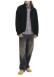 Thumbnail Blouson noir uni en sherpa avec une coupe droite et un col montant - Image 4
