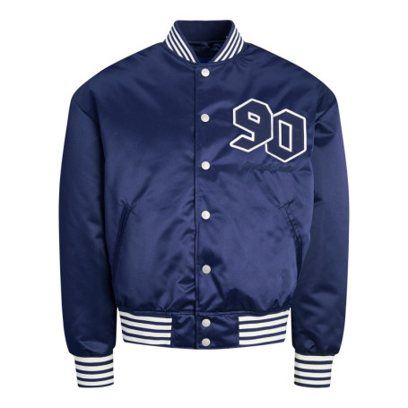 Bomber bleu marine rayé avec une coupe droite...