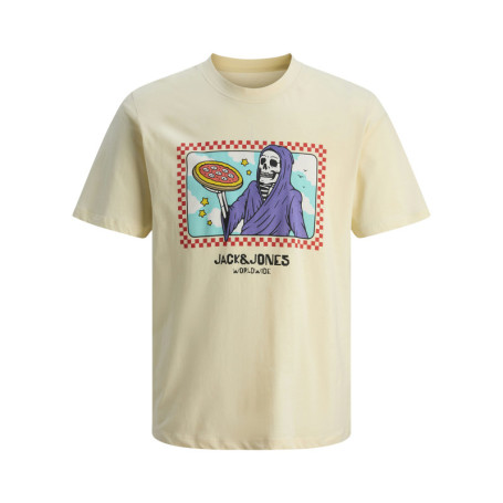 T-shirt en coton écru avec un squelette imprimé...