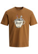 Thumbnail T-shirt en coton camel avec un squelette imprimé et un col rond
