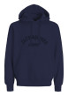 Thumbnail Sweat en coton mélangé bleu marine uni avec une coupe droite et un col à capuche