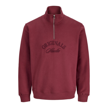 Sweat en coton mélangé rouge uni avec une coupe...